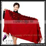 CX-B-P-37C Ladies Fashion Wholesale Cashmere Shawl With Fur thumbnail-2