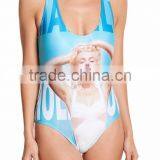 Screen Print One Piece With Liner Custom Swimsuit Scoop Neck Tank Top Straps 80% Nylon 20% Spandex Stretch Women Swimwear thumbnail-2