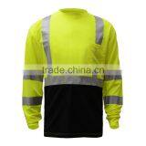 Cut and Sew Mens Long Sleeve Hi-vis Cheap Safety 100% Cotton Reflective T-shirt thumbnail-2
