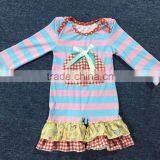 Long Sleeve Organic Cotton Baby Striped Halloween Pumpkin Baby Romper With Ruffles thumbnail-1