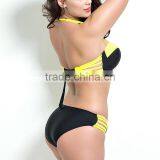 Nylon Plus Size High Waist Bikini Backless Two Piece Skinny Style Stretchable Patchwork Sold By Set thumbnail-2