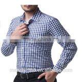 2016 New Wholesale Cutaway Collar Gingham Long Sleeve Custom Men's Formal Dress Shirt thumbnail-5