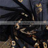 Imitation Silk Scarves & Wraps Rectangle Golden Black Peacock Scarf Women thumbnail-2