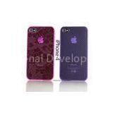 Red / Purple Transparent Personalised Iphone Cases With Lucky Clouds, Peony Pattern thumbnail-1