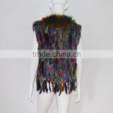 SJ005 Sexy America Tassels Rabbit Knitting Vest With Raccoon Fur thumbnail-5