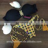 2016 Face Pattern Print Womens Swimsuit Padded Bra Bandage Bikini Swimwear Bikini SET Bathing thumbnail-6