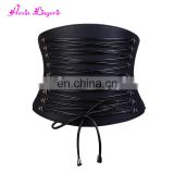 China Factory vintage black leather wide underbust mature corset slim waist belt
