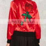 American Europe Style Outdoor Clothing Girl Women Embroidered Zipper Winter Wears Red Color thumbnail-3