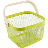 New Kitchen Toy Bath Fruit Flower Metal Wire Mesh Storage Cube Baskets With Wood Handle thumbnail-2