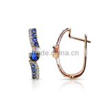 14K Rose gold earring with diamonds and sapphires