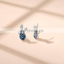 High Quality S925 Sterling Silver Fashion Crystal Jewelry Delicate Butterfly Stud Earrings thumbnail-5