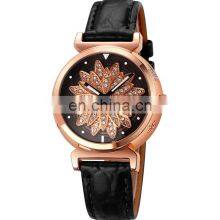 Newest Skmei 1766 Flower Dial Ladies Wristwatch Bracelet Leather Quartz Women Lady Dress Watches thumbnail-2