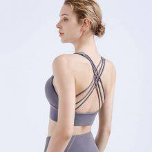 Hot Sale Running Girl Strappy Sports Bra for Women, Sexy Crisscross Back Medium Support Yoga Bra With Removable Cups thumbnail-3