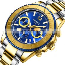 2022 NIBOSI Mens Casual Quartz Chronograph Watches Fashion Luminous Clock Stainless Steel Band Wristwatches for Men Custom 2517