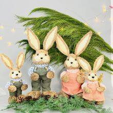 Shenyang for Star Crafts Supplier Handmade Natural Straw Easter Bunny Decor Spring Easter Decoration