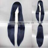 High Quality 100cm Long Straight Umineko no Nakukoroni-Furudo Erika Dark Blue Synthetic Anime Wig Cosplay Hair Wig Party Wig thumbnail-2