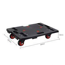 Folding Euro Pallet Crate Trolley 4 Wheel Silent Rolling Dolly Single Faced Blue Plastic Dolly With Wheels thumbnail-3