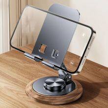 Premium Metal Phone Stand With Wooden Base thumbnail-4