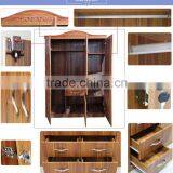 Pvc Armoire 3 Doors Dark Beech Color With Middle Ellipse Mirror thumbnail-4