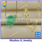 JL Gems Synthetic Elephant Opal S925 Silver Box Chain Green Opal Gold Necklace Jewelry thumbnail-3