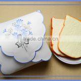 polyester bread cover embroidered by small flowers on satin fabric