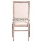 French Style Solid Oak Wood Design Dining Armless Chair With White Back thumbnail-3