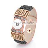 2015 Cheap PU Leather Charm Bracelet DIY Snap Jewelry 18mm Ginger Snap Button Bracelet Pulseras Snap Bracelets thumbnail-3