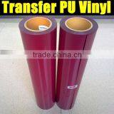 High Quality Rose Red Heat Transfer pu Sticker for Fabric, PU Transfer Vinyl Sticker thumbnail-1