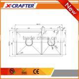 180-250mm Depth R10/R0 Radian Corner Double Bowl Kitchen Sinks thumbnail-2