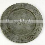 Round Plastic Plate W/Antique Grey and Butterfly Pattern