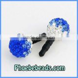 Wholesale Fashion Crystal Rhinestone Pave Ball Headset Earphone Plug Anti Dust Jack Cap For Cell Phone Mobile 3.5mm MDP-P1217