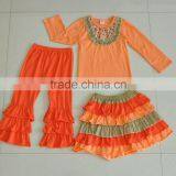 Wholesale Childrens Boutique Clothing Turkey Embroidery Ruffle Baby Girls Thanksgiving Outfits thumbnail-6