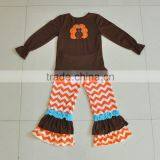 Wholesale Childrens Boutique Clothing Turkey Embroidery Ruffle Baby Girls Thanksgiving Outfits thumbnail-3