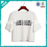 Hot sale ! new design summer loose fashion cotton white girls t shirts (lyt-0400071)