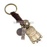 new fashion custom metal genuine leather emoji cartoon keyring keychain