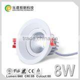 Manufacturer Good Quality High CRI Sharp COB Dimmable 8W LED Downlight Cutout 80mm Round