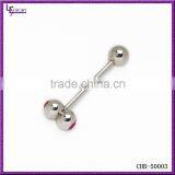 Custom Surgical Steel Gem Paved Barbell Hammer Shape Tongue Piercing thumbnail-1