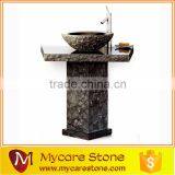 Dark Emperador Marble Bathroom Pedestal Sink thumbnail-2