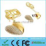 Golden Heart Shaped Usb Flash Drive With Logo for Valentine's Day Gift and Lovers