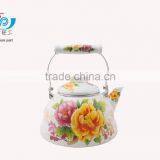 3L Good Quality Enamel Tea Kettle With Ceramic Handle Beautiful Decal thumbnail-2