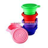 Hot Sale! FDA/ LFGB Colorful Food Grade Flexible Microwave Oven Collapsible Silicone Bowl With Lid thumbnail-1