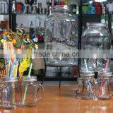 Hexagonal Glass Juice Jars With Metal Stand thumbnail-4