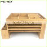 Bamboo Desktop Supplies Caddy School Stuff Storage Organizer Homex-BSCI Factory thumbnail-3