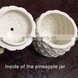Ceramic Pineapple Shaped Gold Glazed Storage Jar Candy Chocolate Pot Drink Container thumbnail-2