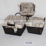 Canvas Lining Maize Peel Storage Basket With Handle thumbnail-1