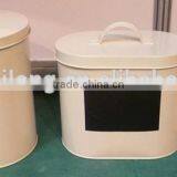 Set of 2 Oval Metal Pet Feed Tin Container thumbnail-4