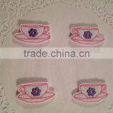 Hot Sell Adorable White Felt Teacup With Pink and Purple Trimmings Applique Made in China thumbnail-1