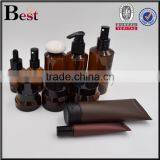 2017 Hot New Products Cosmetic Oblique Shoulder Beard Oil Lotion Pump Amber PET 100ml Plastic Bottle for Oil thumbnail-5