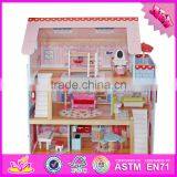 2017 New Products Lovely Children Wooden Dollhouse Kits W06A100 thumbnail-2