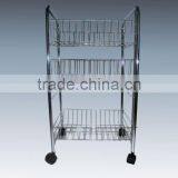 3-tier Metal Storage Cart Shelf Rack With Wheels for Home&Kitchen thumbnail-1